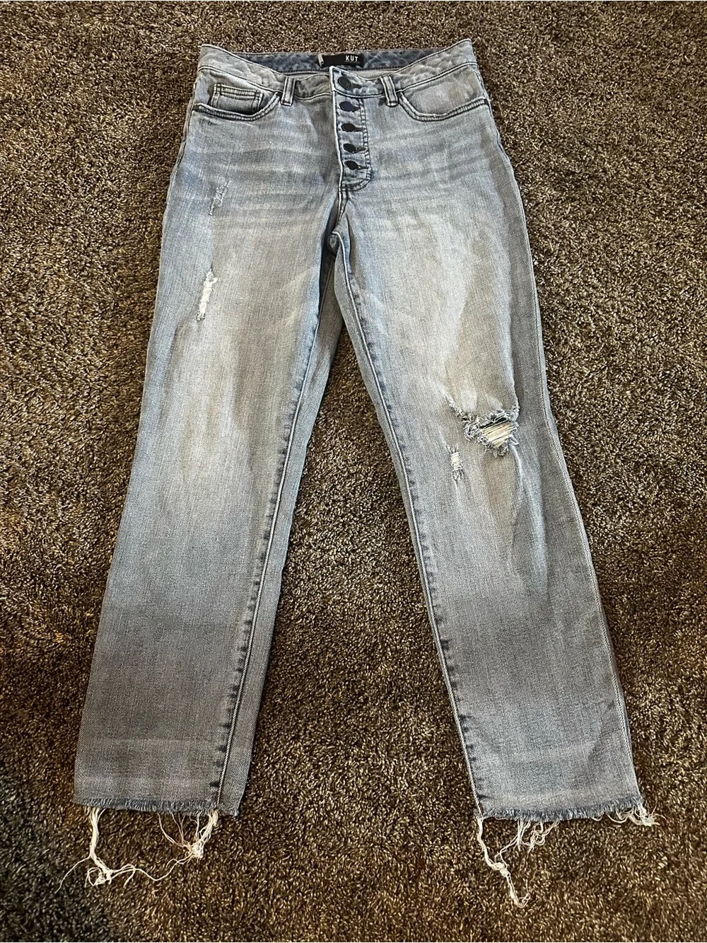 Kut from the Kloth Light Blue Straight Leg Distressed Jeans